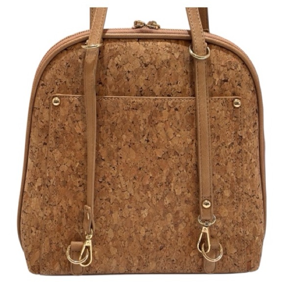 Miztique Handbags - Miztique Daisy Cork Convertible Backpack Purse in a natural tan color